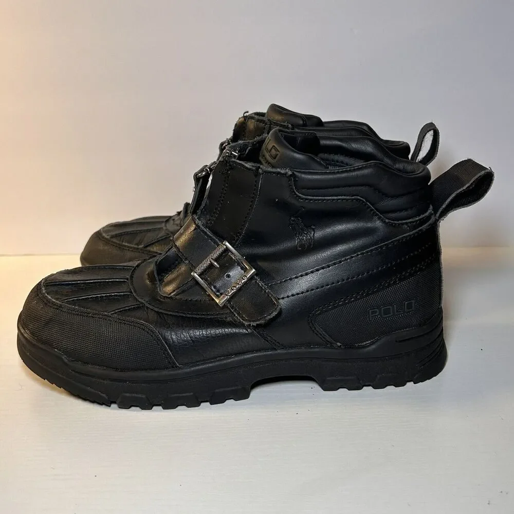 Polo Ralph Lauren Duck Boots Country Mid Zip II Black Boys 4.5 990757